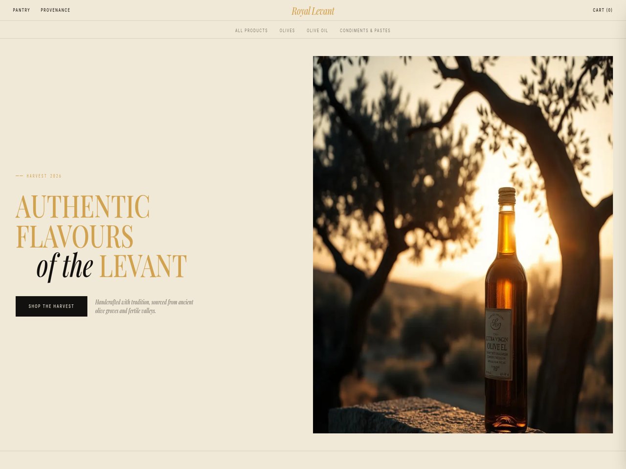 Royal Levant website interface mockup